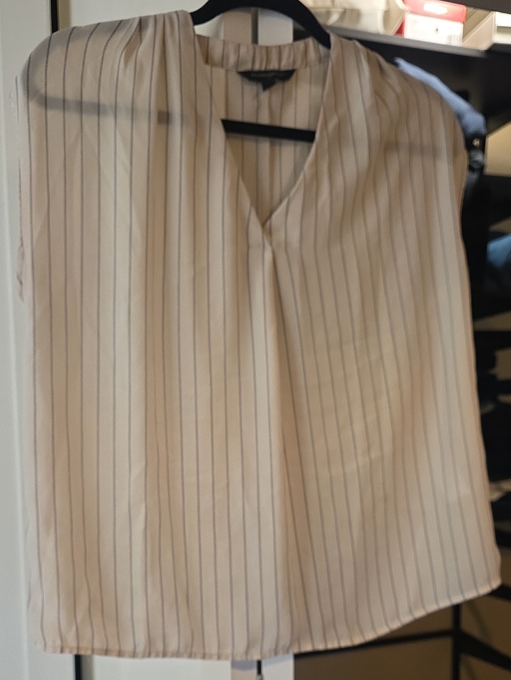 Vero Moda Cream Blouse with Thin Navy Stripes